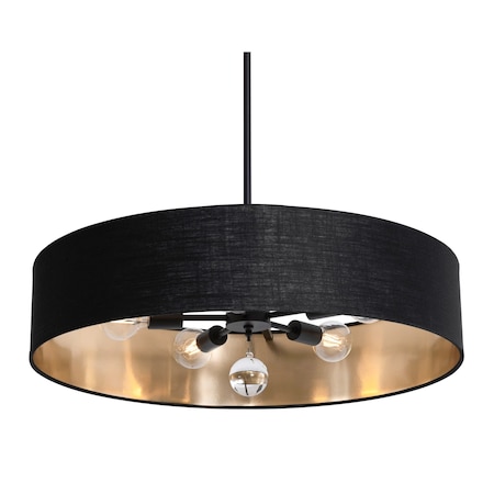 Afx Celine Pendant, 30'', Black Finish, Black/Gold Shade CLNP30MBBK-BKGD